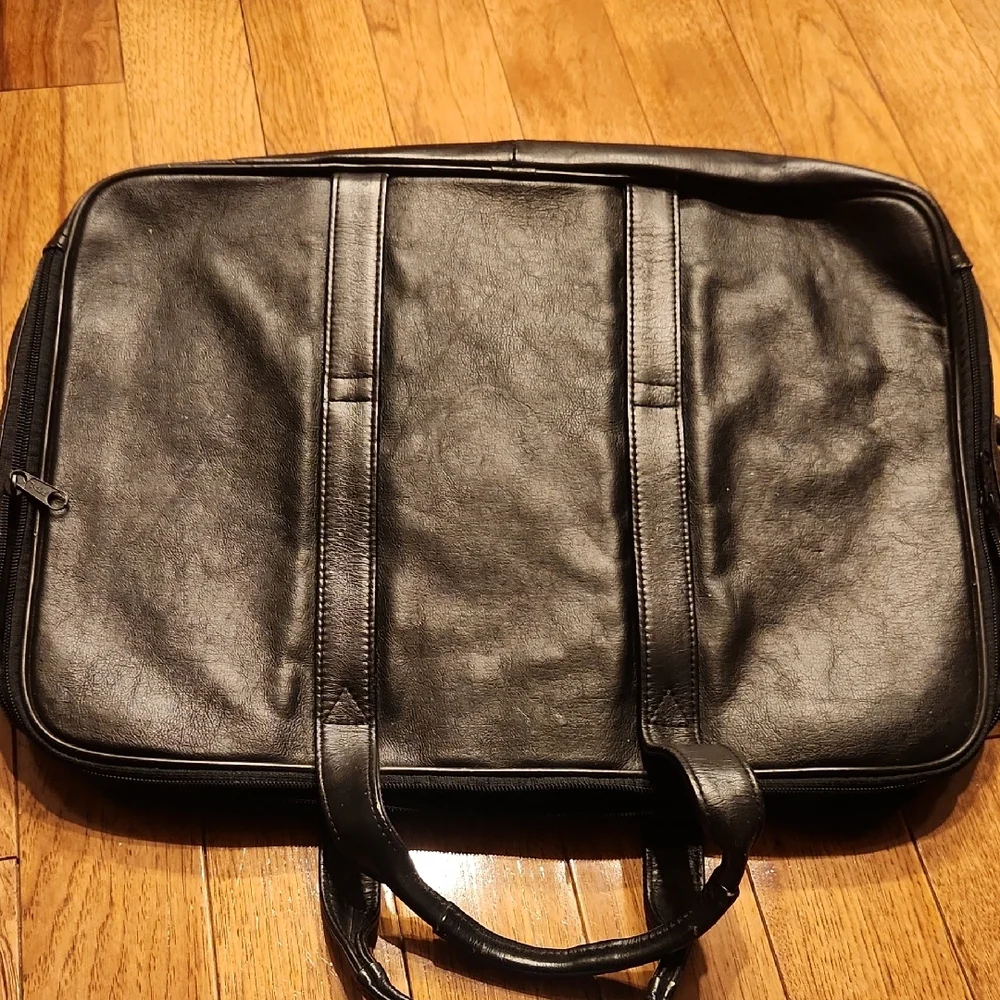 Men's Geniune Black Leather Briefcase Messagner Bag P-002